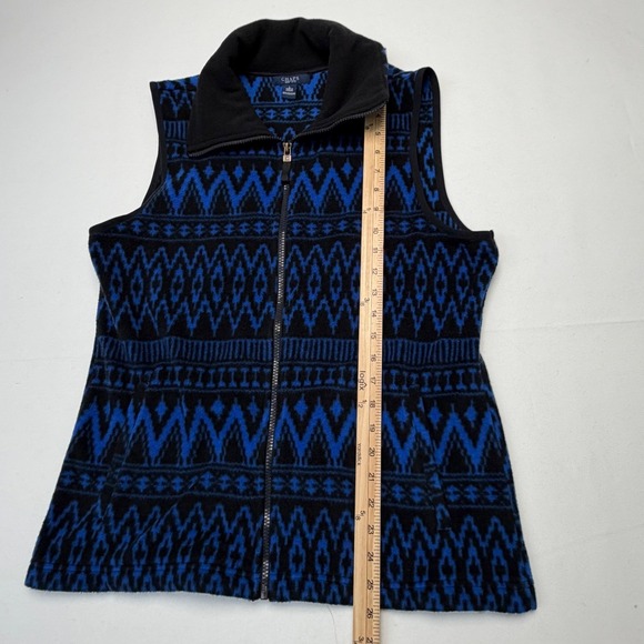 Aztec Fleece Vest Blue Black Large Southwestern Y2K Outdoor Chaps Nordic - Picture 6 of 6